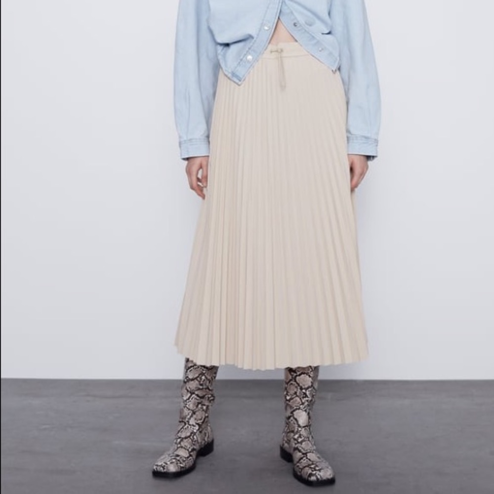 zara PLEATED HIGH WAISTED SKIRT Water-repellent BN - Picture 6 of 11